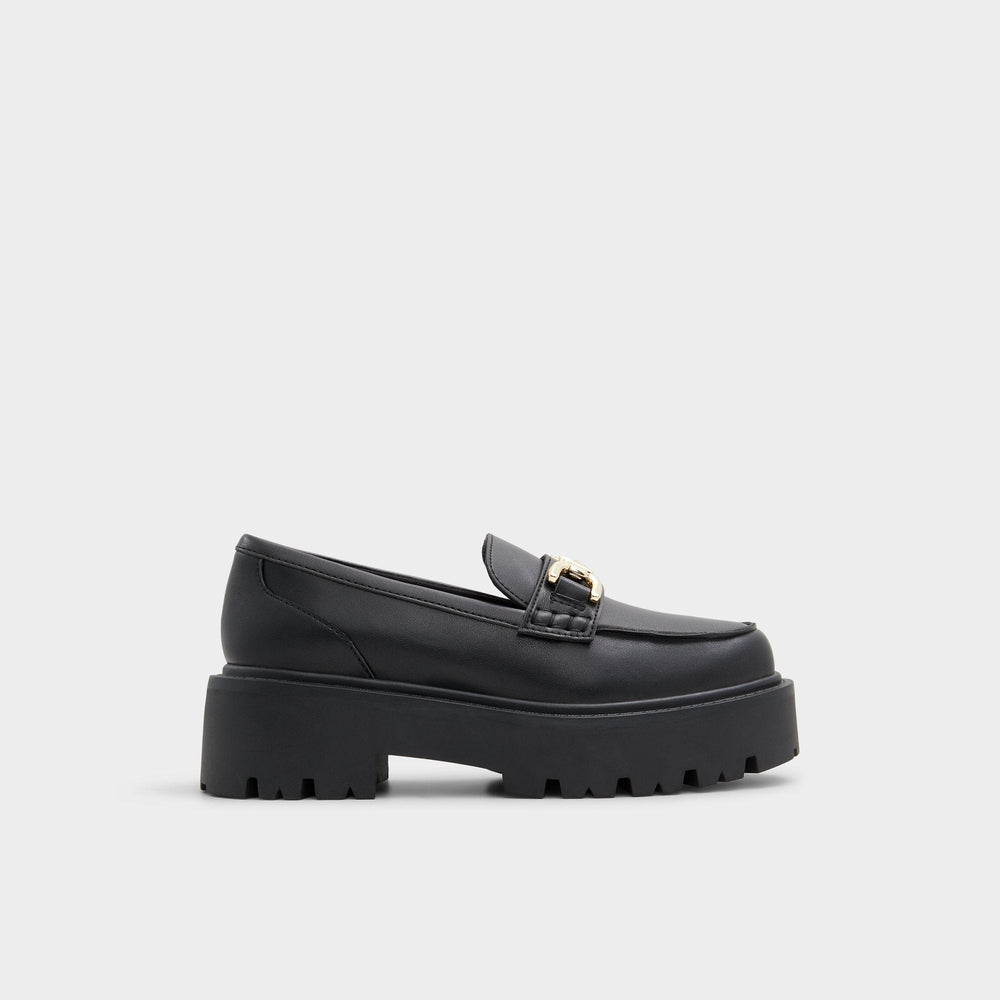 Aldo Oneameth Black Synthetic Smooth Women's Loafers & Oxfords - Loafer, Lug sole Black