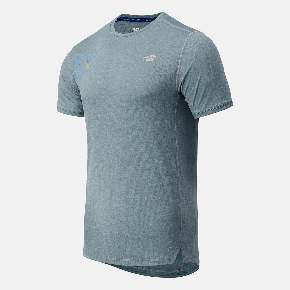 Light Slate NYC Marathon Impact Run Short Sleeve / New Balance Men