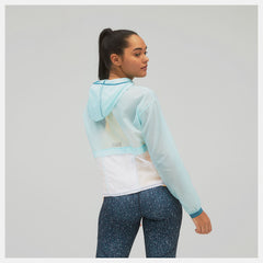Pale Blue Printed Impact Run Light Pack Jacket / New Balance Women