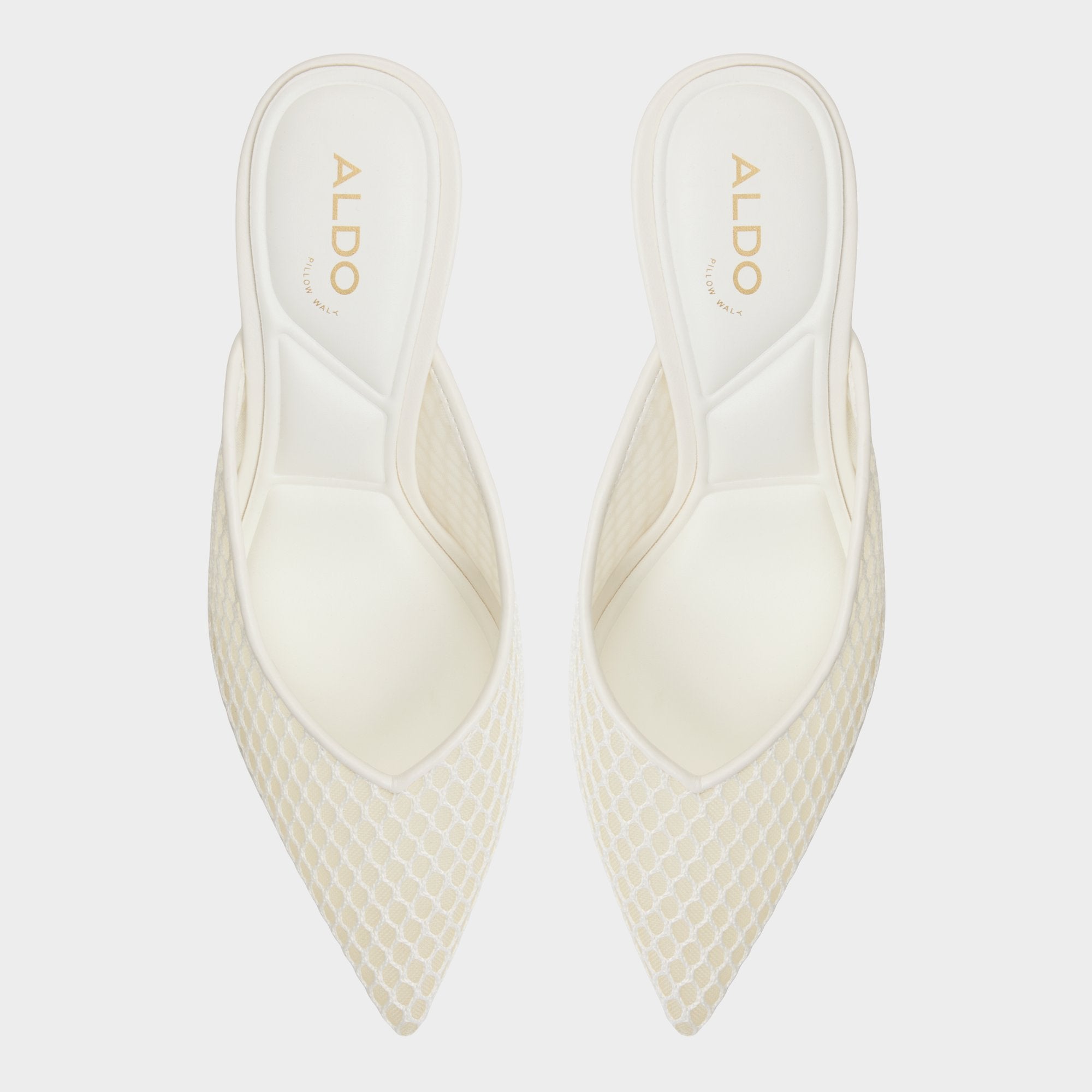Aldo Gamilia Open White Textile Mesh Women's Kitten heels - Heeled mule, Kitten heel Open White