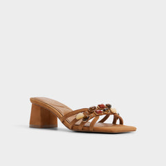 Aldo Jemstone in Medium Brown - Strappy heeled sandal, Block heel Medium brown