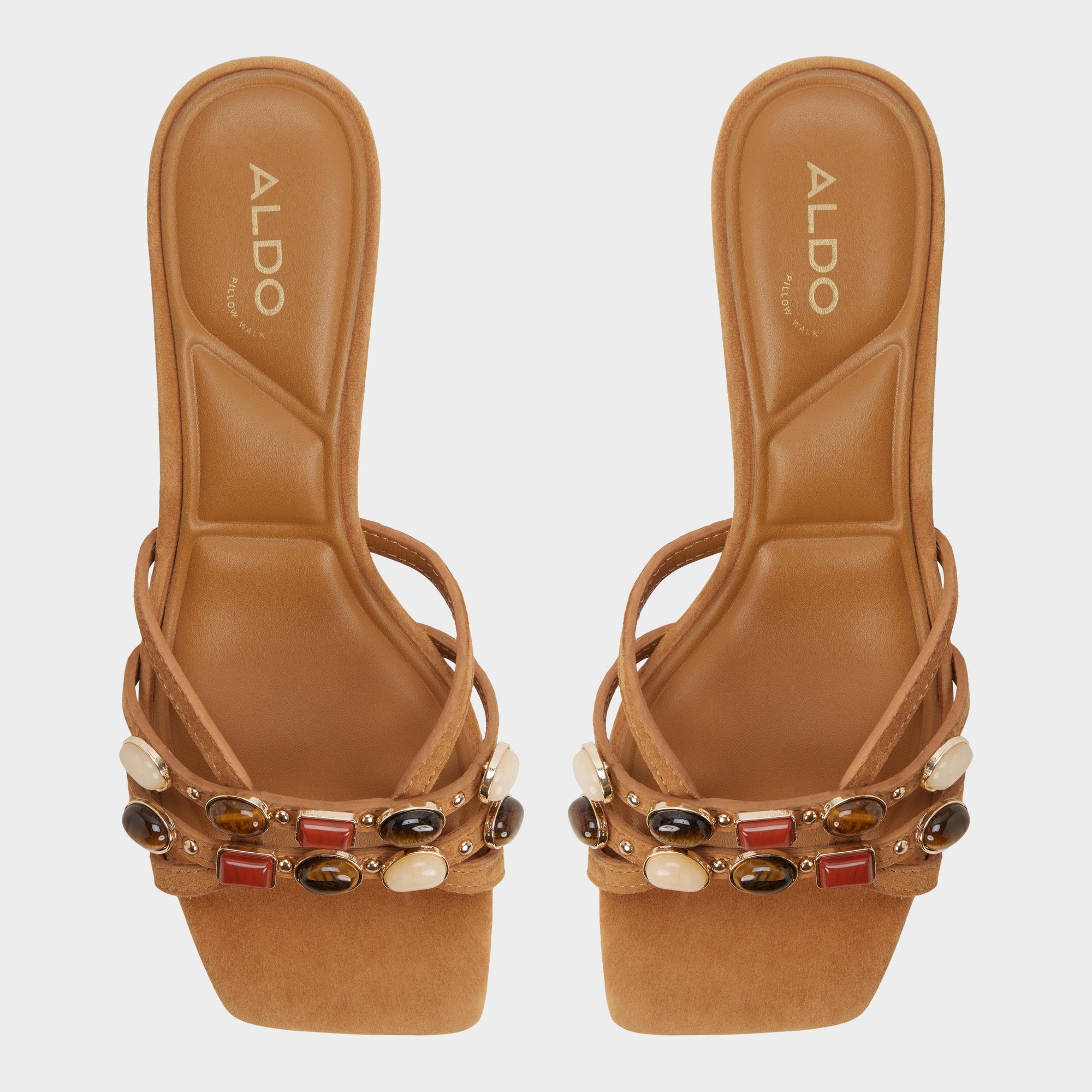 Aldo Jemstone in Medium Brown - Strappy heeled sandal, Block heel Medium brown