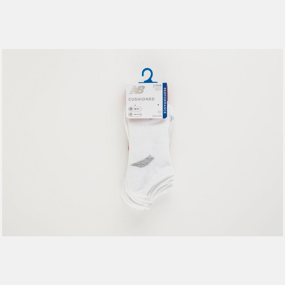 White Performance Cushion No Show Socks 3 Pack / New Balance Women|Men