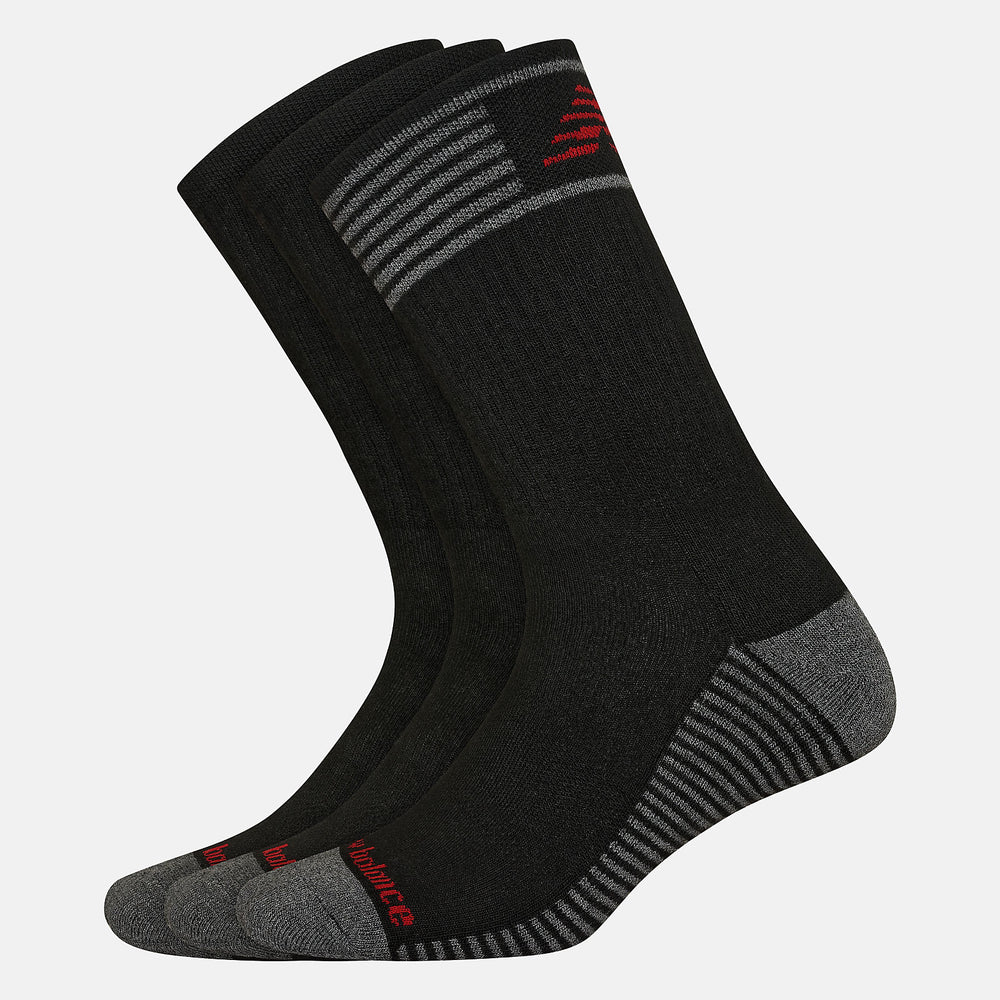 Black Performance Cushion Crew Socks 3 Pack / New Balance Women|Men