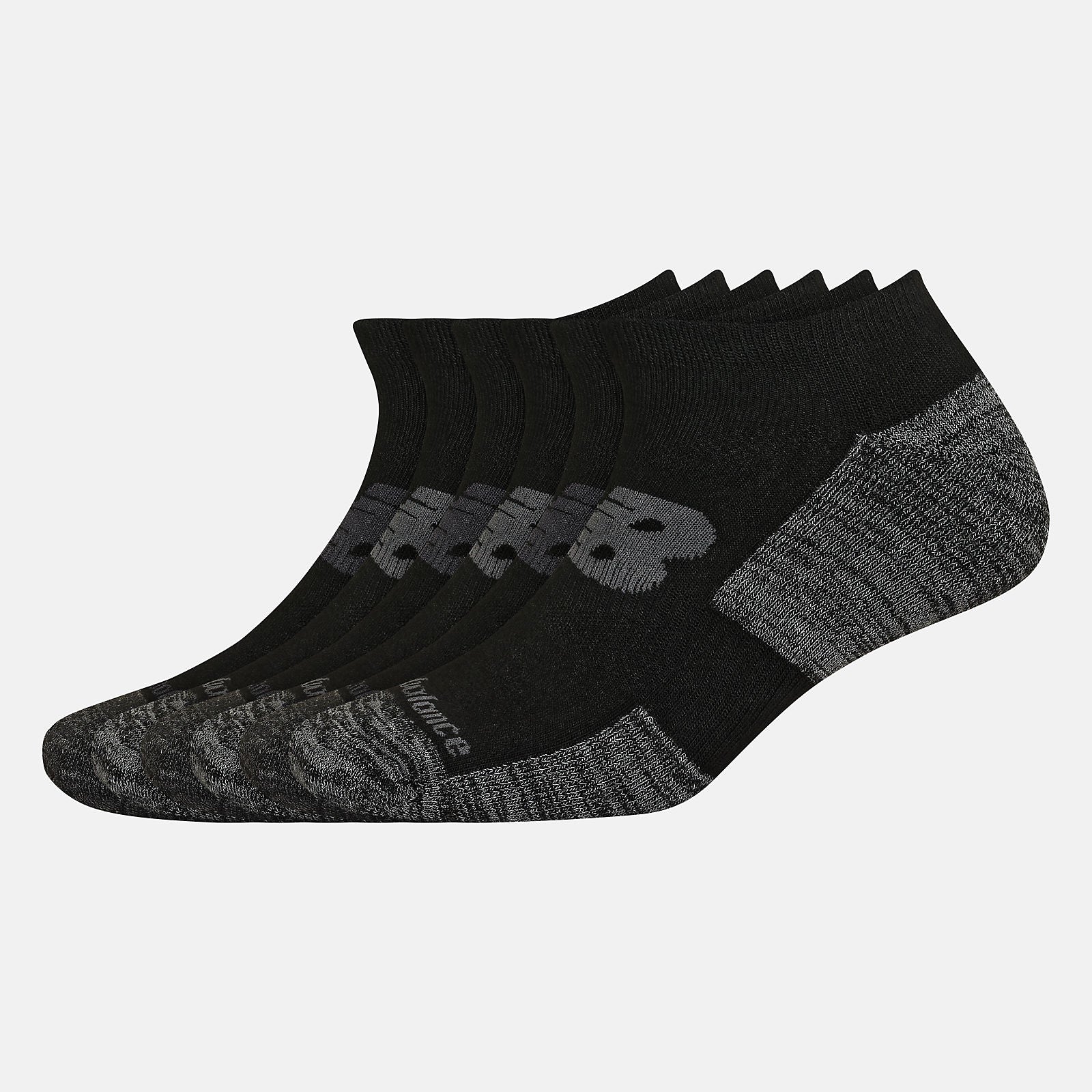 Black Performance Cushion Low-Cut Socks 6 Pack / New Balance Women|Men
