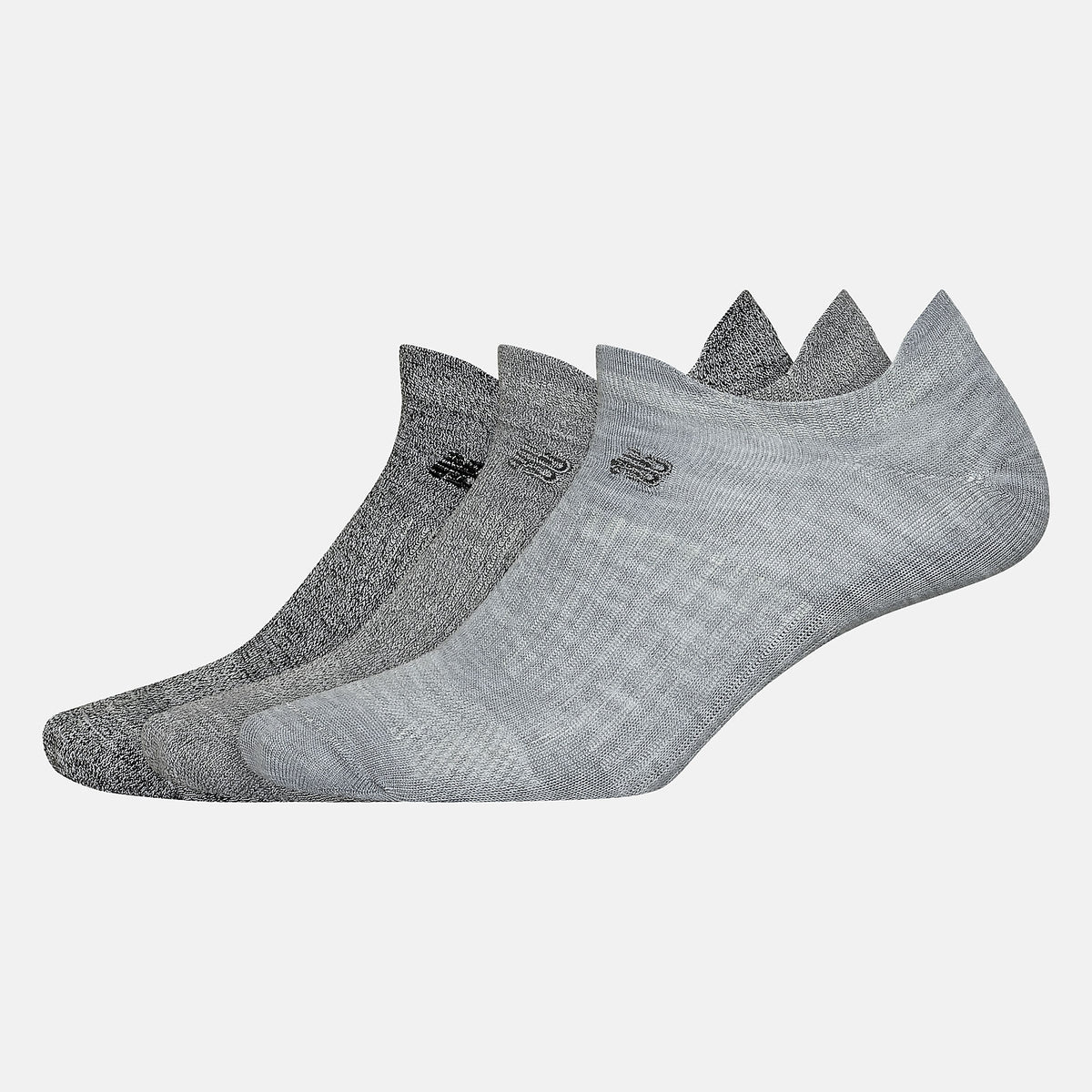 Light Grey Heather Flat Knit Lowcut Tab Socks 3 Pack / New Balance Women|Men