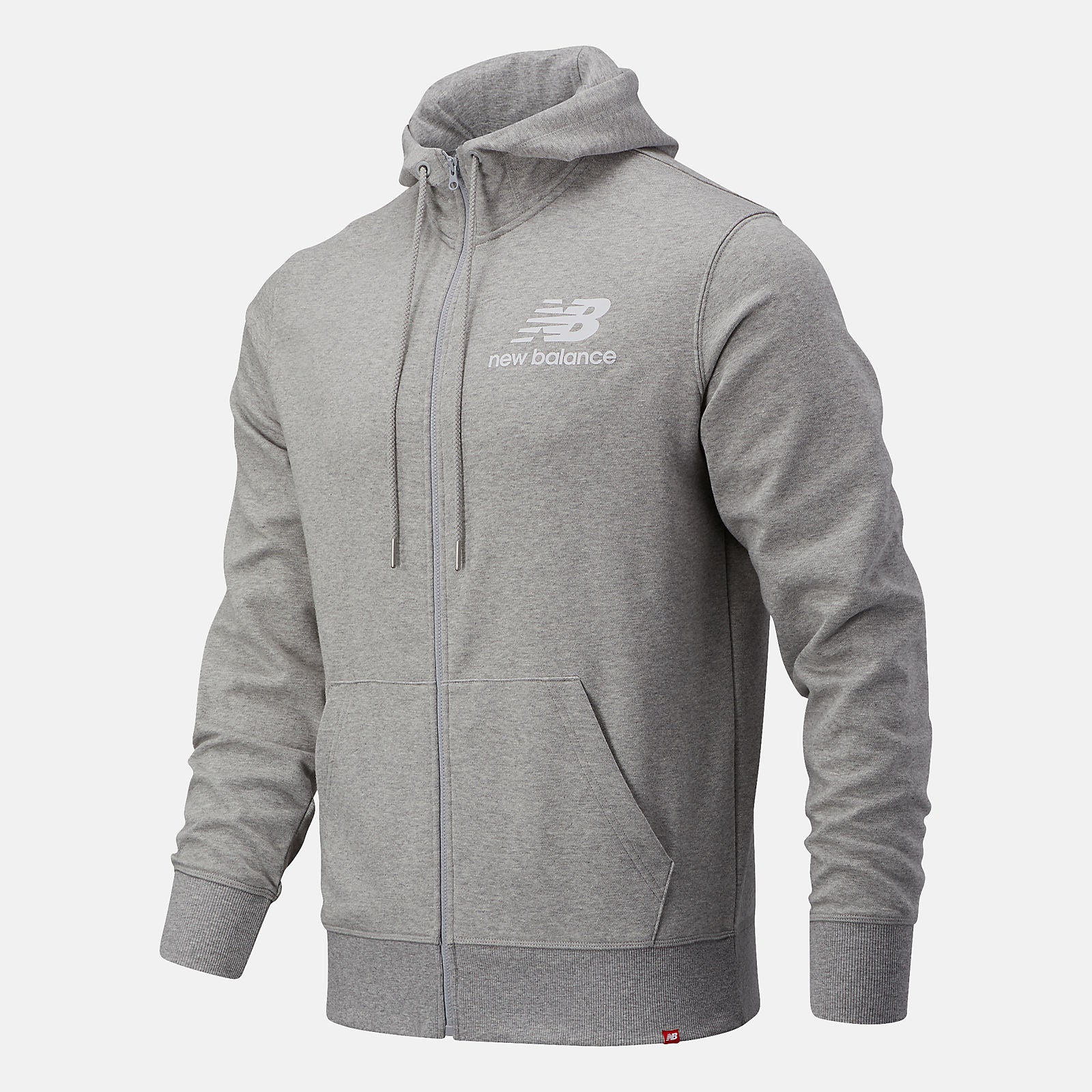 Athletic Grey NB Essentials Stacked Full Zip Hoodie / New Balance Men