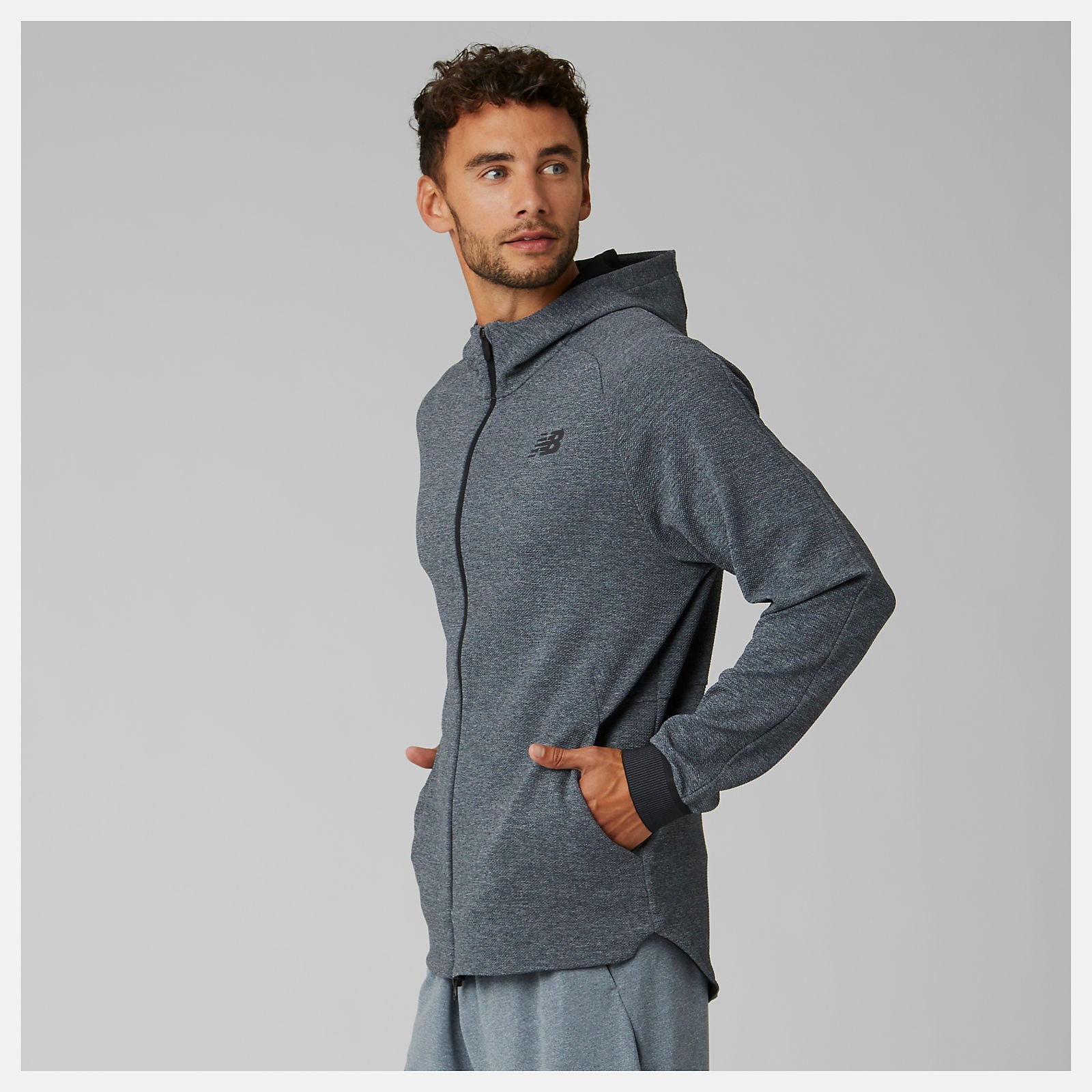 Athletic Grey/Black and White NB Basketball Finisher Full Zip / New Balance Men