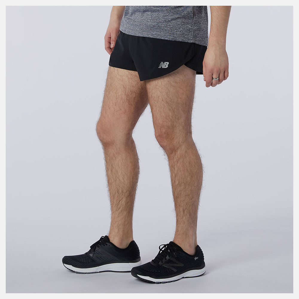 Black Impact Run 3 Inch Split Short / New Balance Men