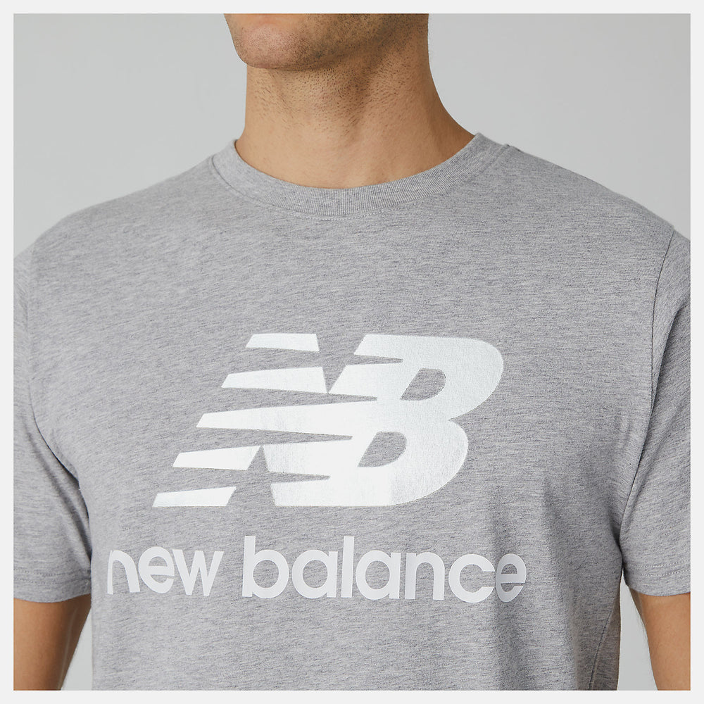 Athletic Grey Essentials Stacked Logo Tee / New Balance Men