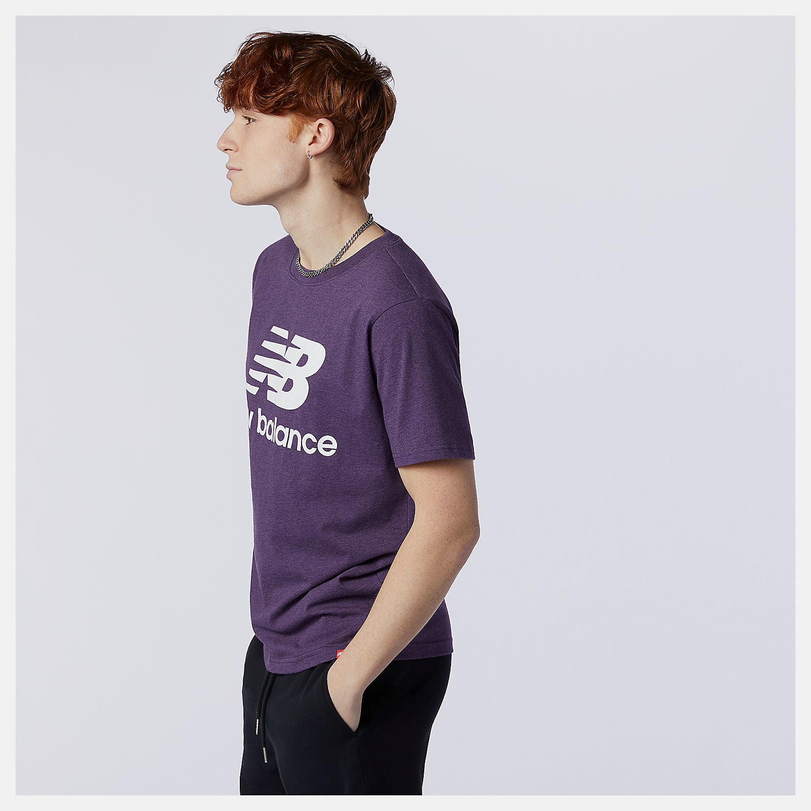 Prism Purple Essentials Stacked Logo Tee / New Balance Men