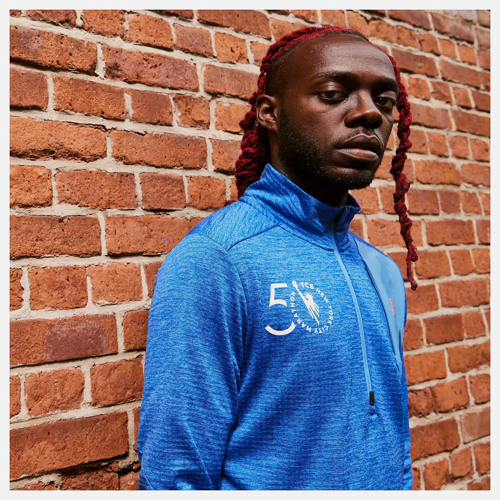 Faded Cobalt NYC Marathon Impact Run Grid Back Half Zip / New Balance Men