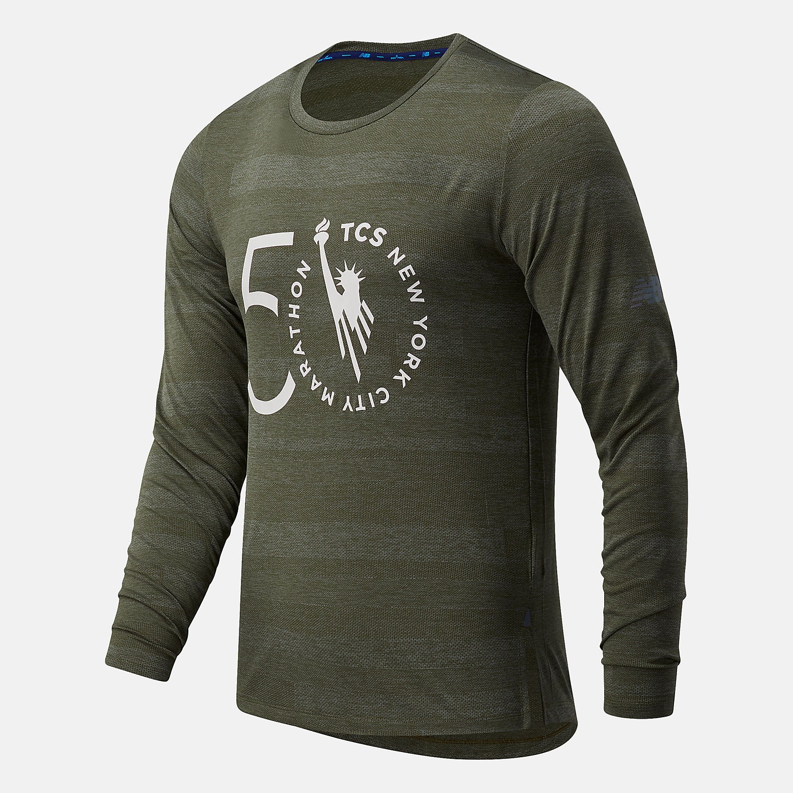 Oak Leaf Green NYC Marathon Q Speed Fuel Jacquard Long Sleeve / New Balance Men