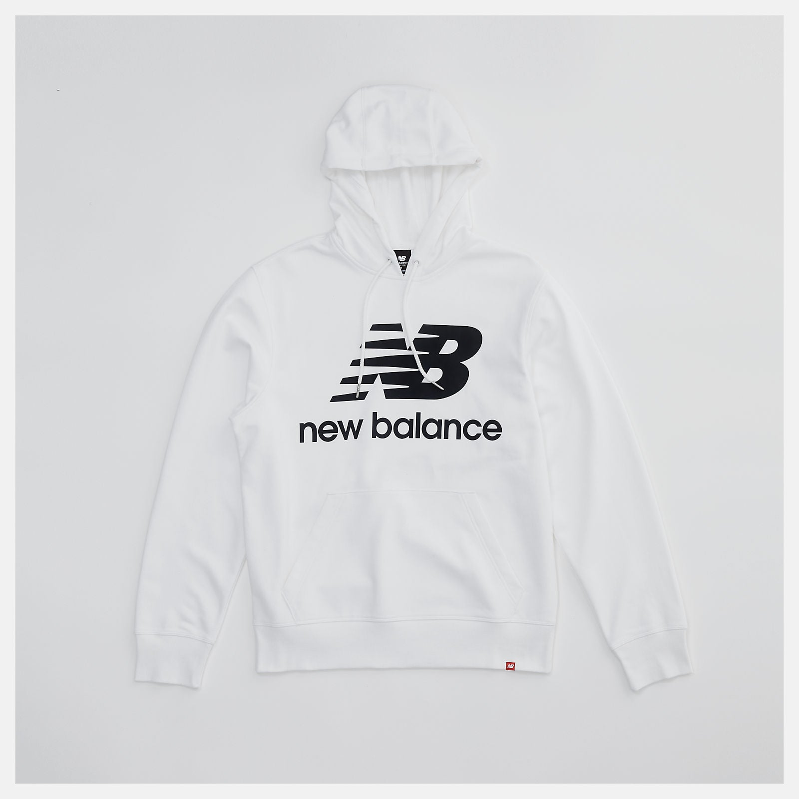 White NB Essentials Stacked Logo Po Hoodie / New Balance Men