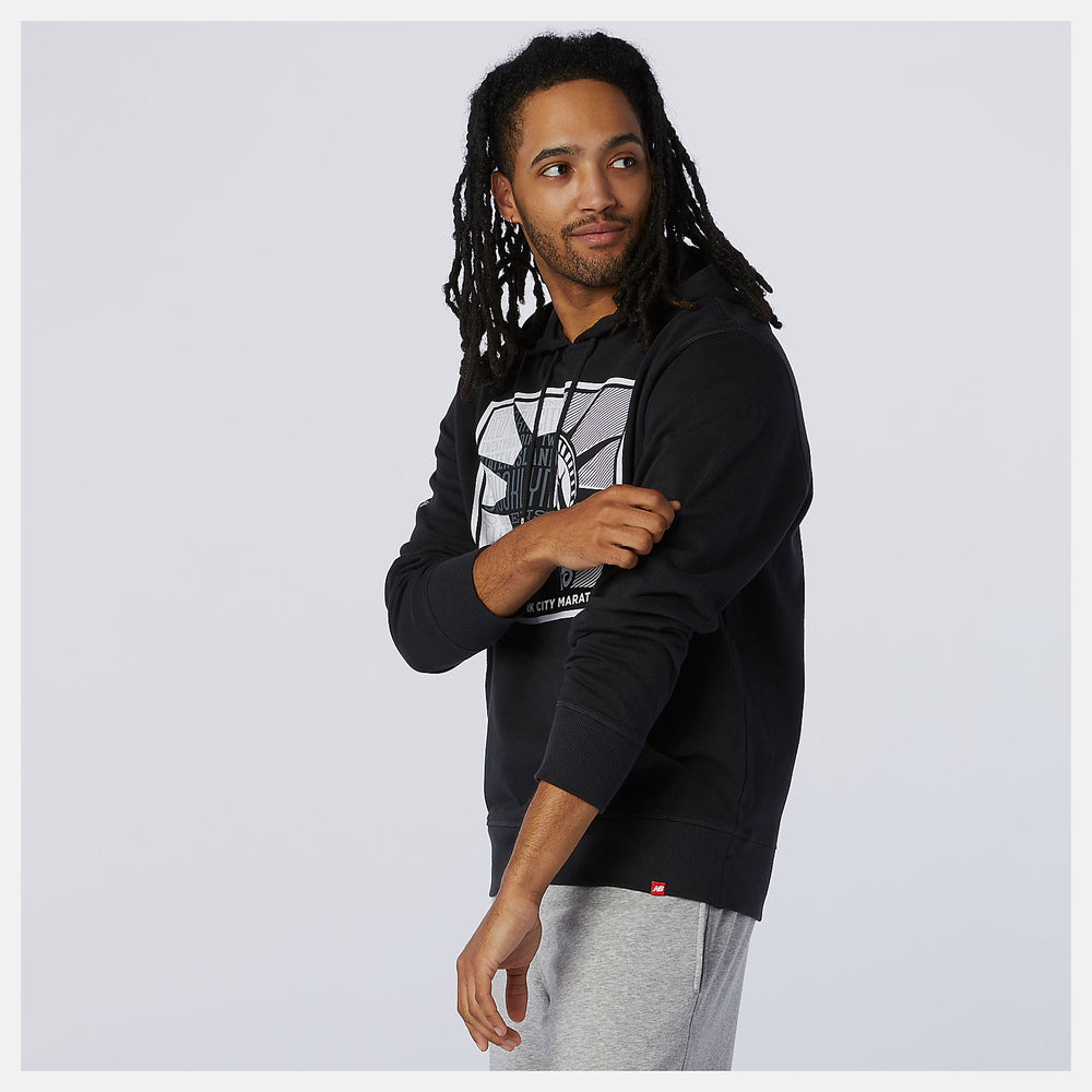 Black NYC Marathon Essentials Stacked Logo Po Hoodie / New Balance Men