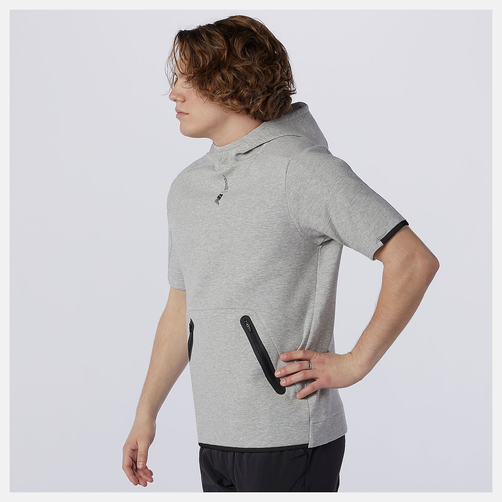 Athletic Grey Fortitech Fleece Short Sleeve Hoodie / New Balance Men