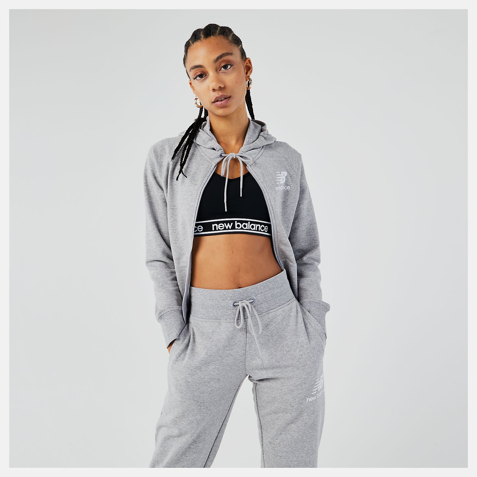 Athletic Grey Essentials FZ Hoodie / New Balance Women