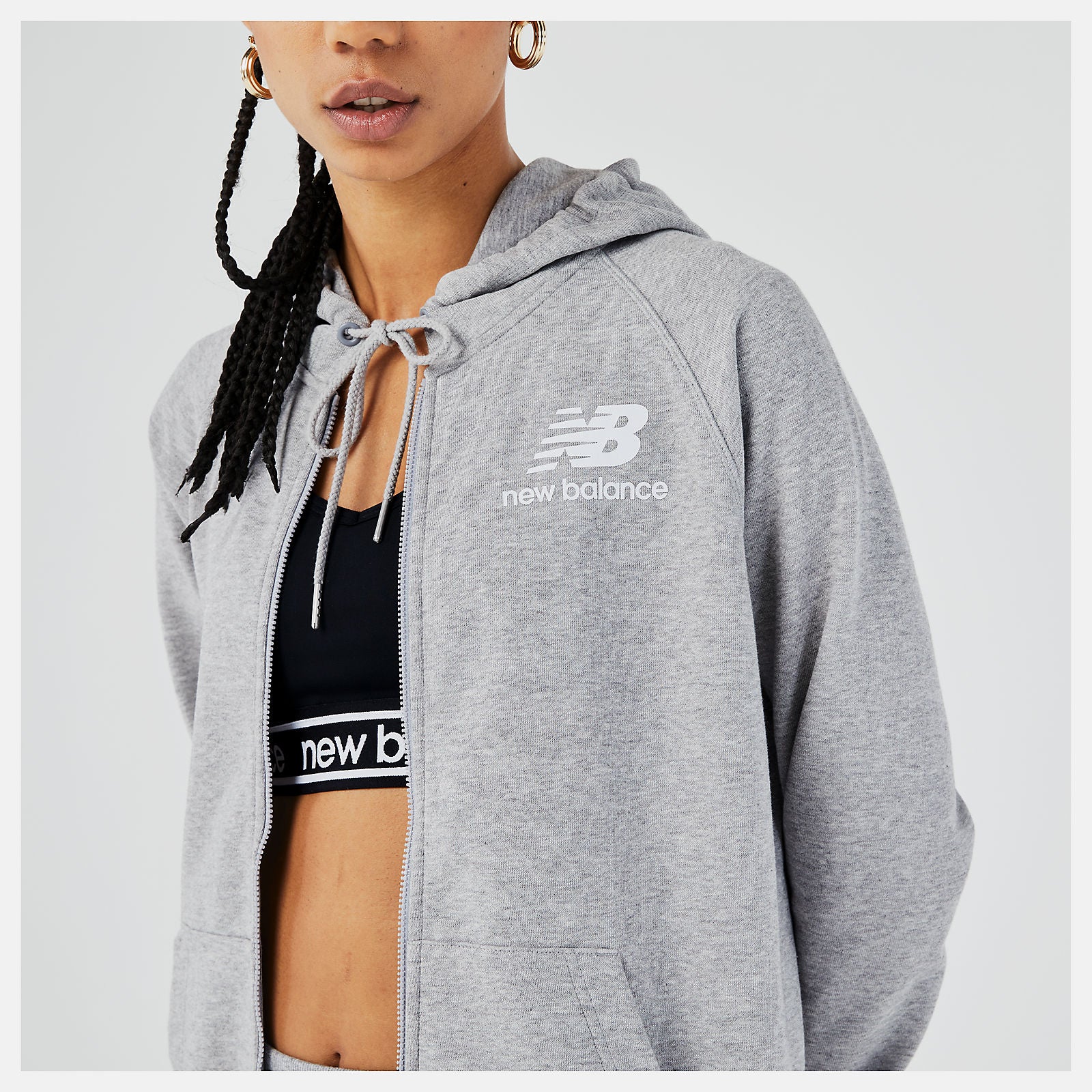 Athletic Grey Essentials FZ Hoodie / New Balance Women