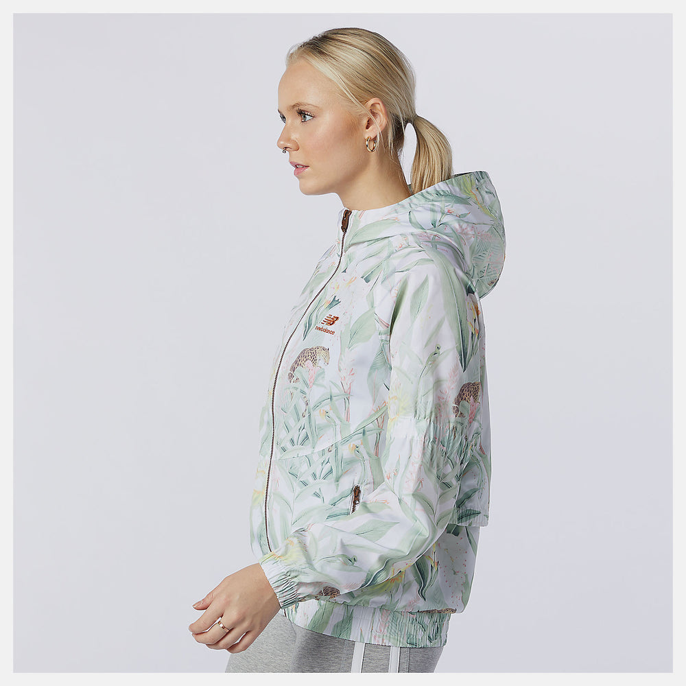 White Print NB Essentials Botanical Jacket / New Balance Women