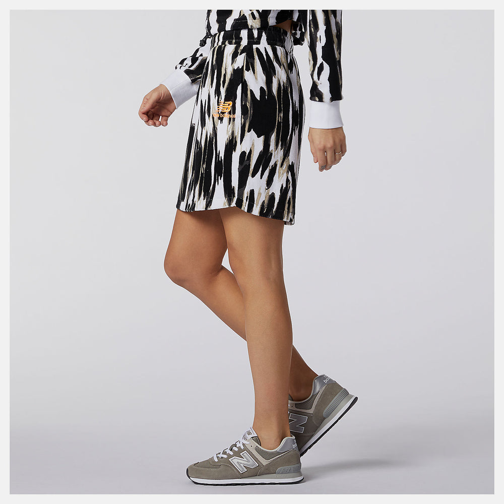 White NB Athletics Collide Printed Terry Skirt / New Balance Women
