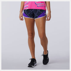 Deep Violet Printed Fast Flight Split Short / New Balance Women