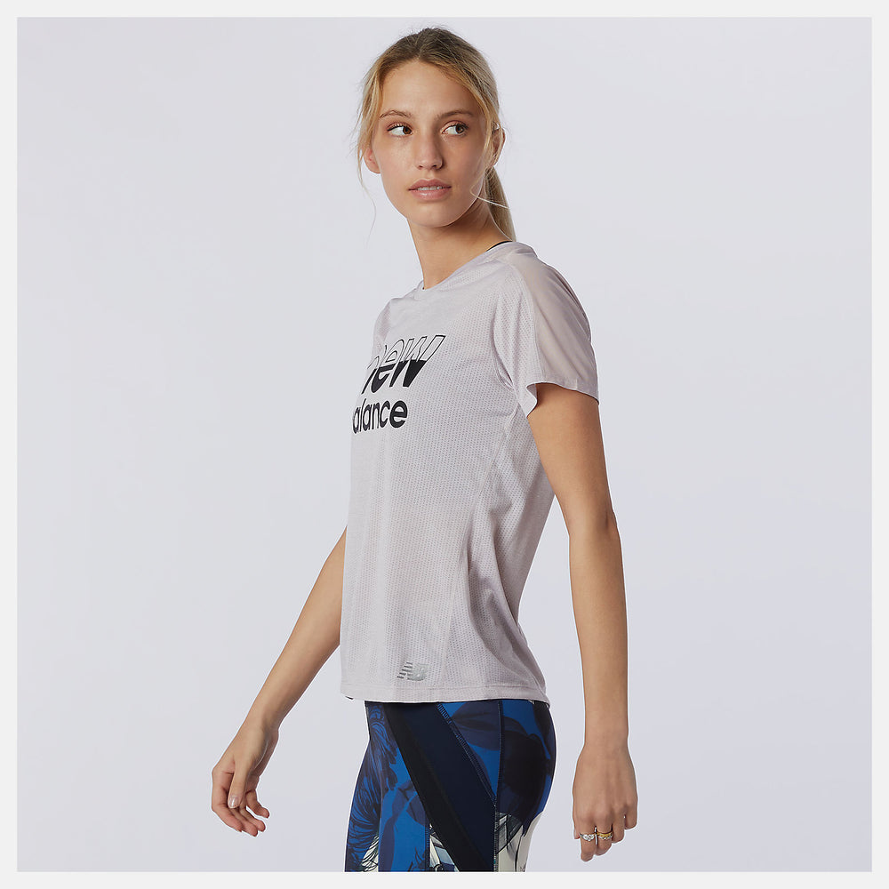 Logwood Heather Printed Impact Run Short Sleeve / New Balance Women
