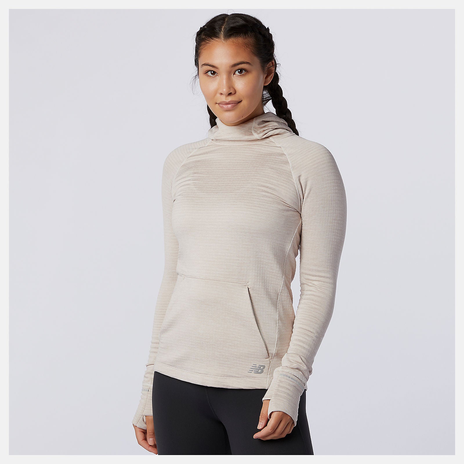 Sea Salt Heather NB Heat Grid Hoodie / New Balance Women