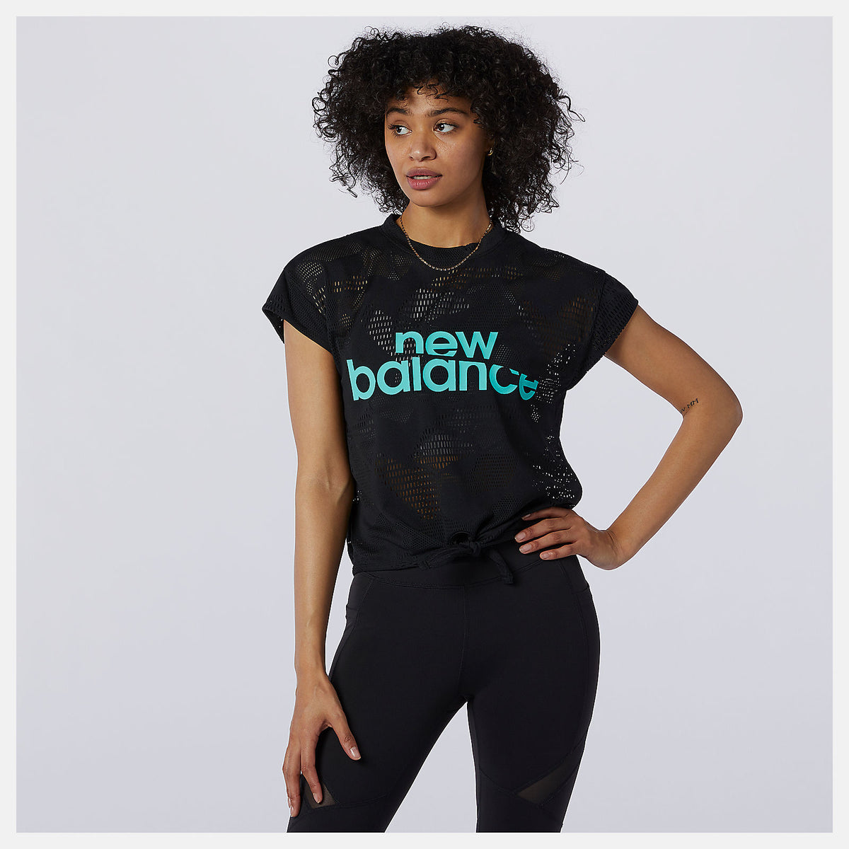 Black Achiever Collide Open Mesh Tee / New Balance Women