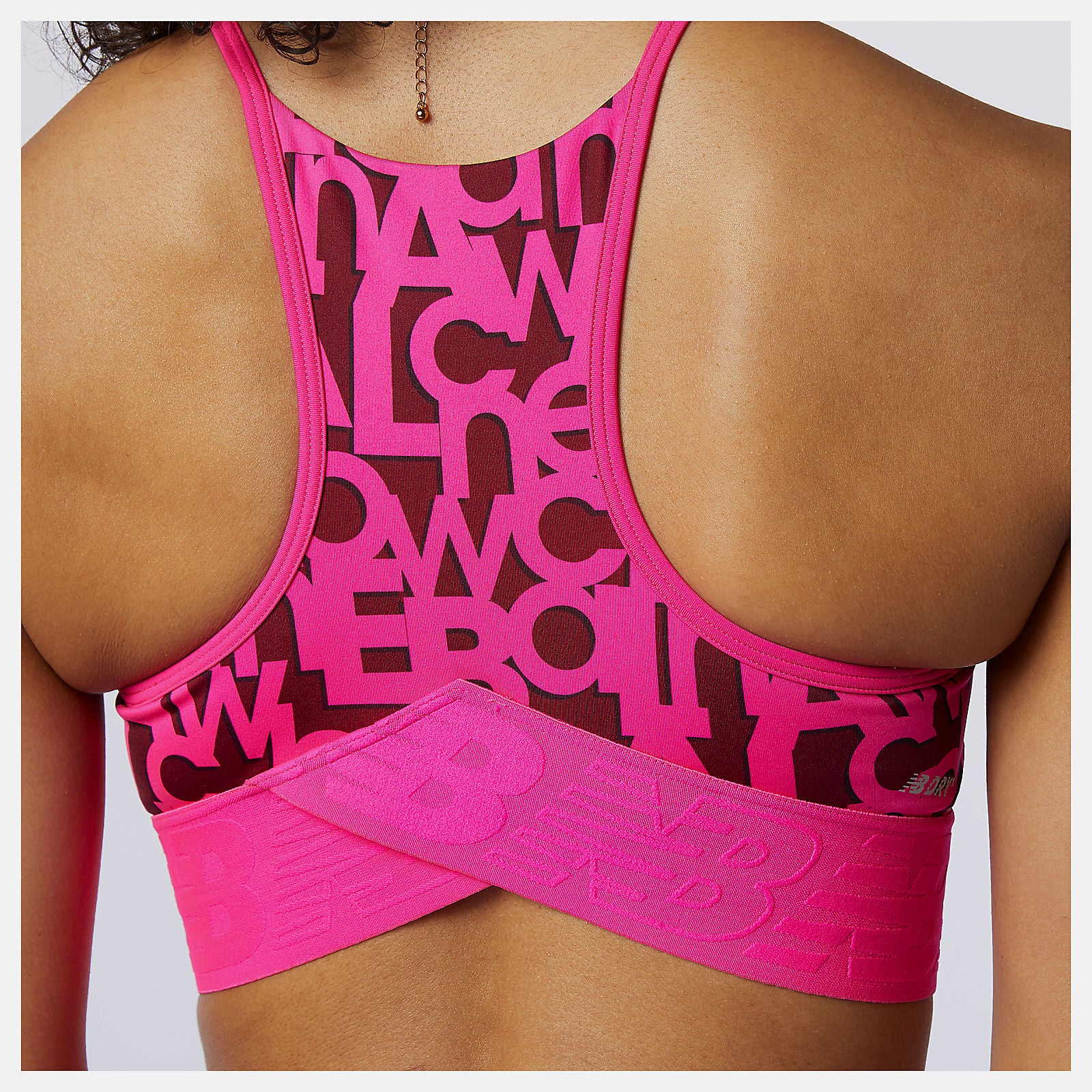 Pink Glo Relentless Printed Crop Top / New Balance Women
