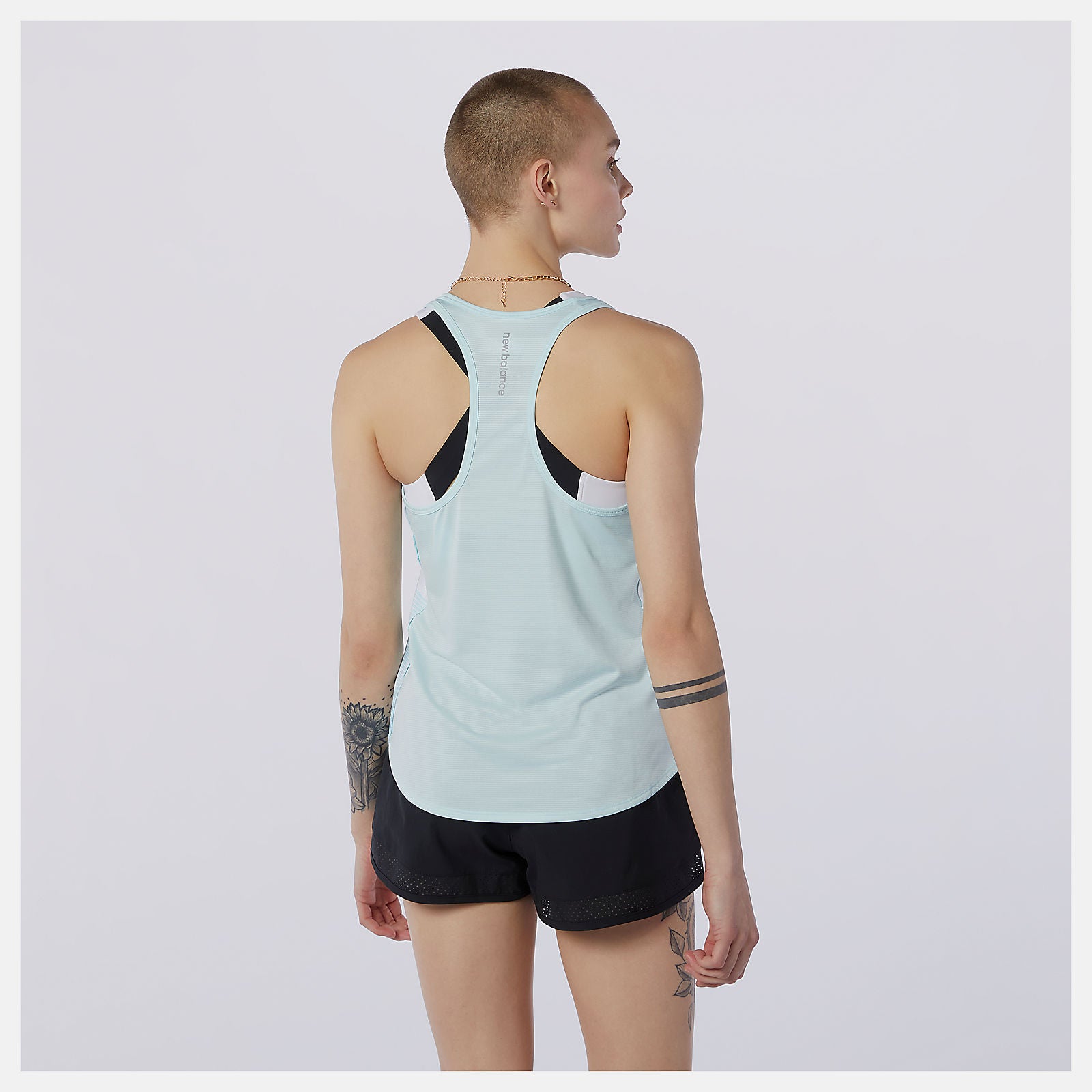 Pale Blue Printed Accelerate Tank / New Balance Women