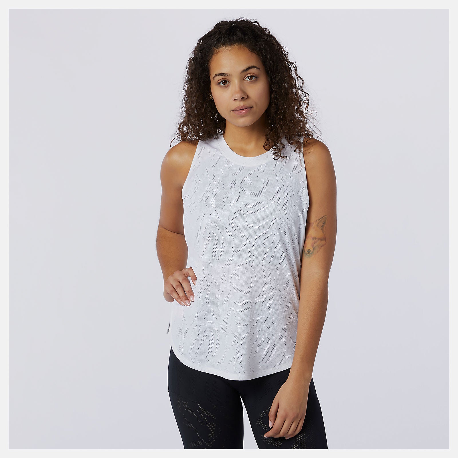 White Q Speed Fuel Jacquard Tank / New Balance Women