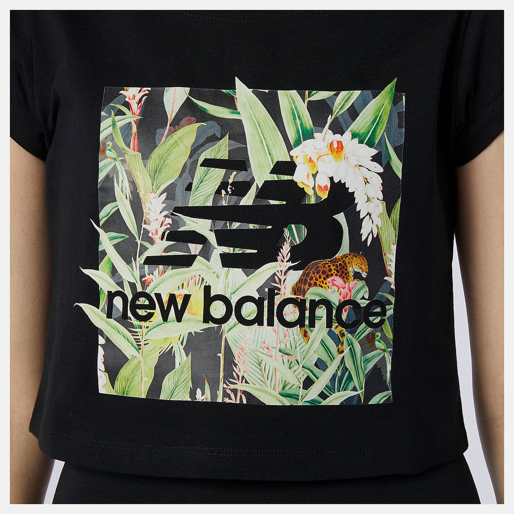 Black NB Essentials Botanical Tee / New Balance Women
