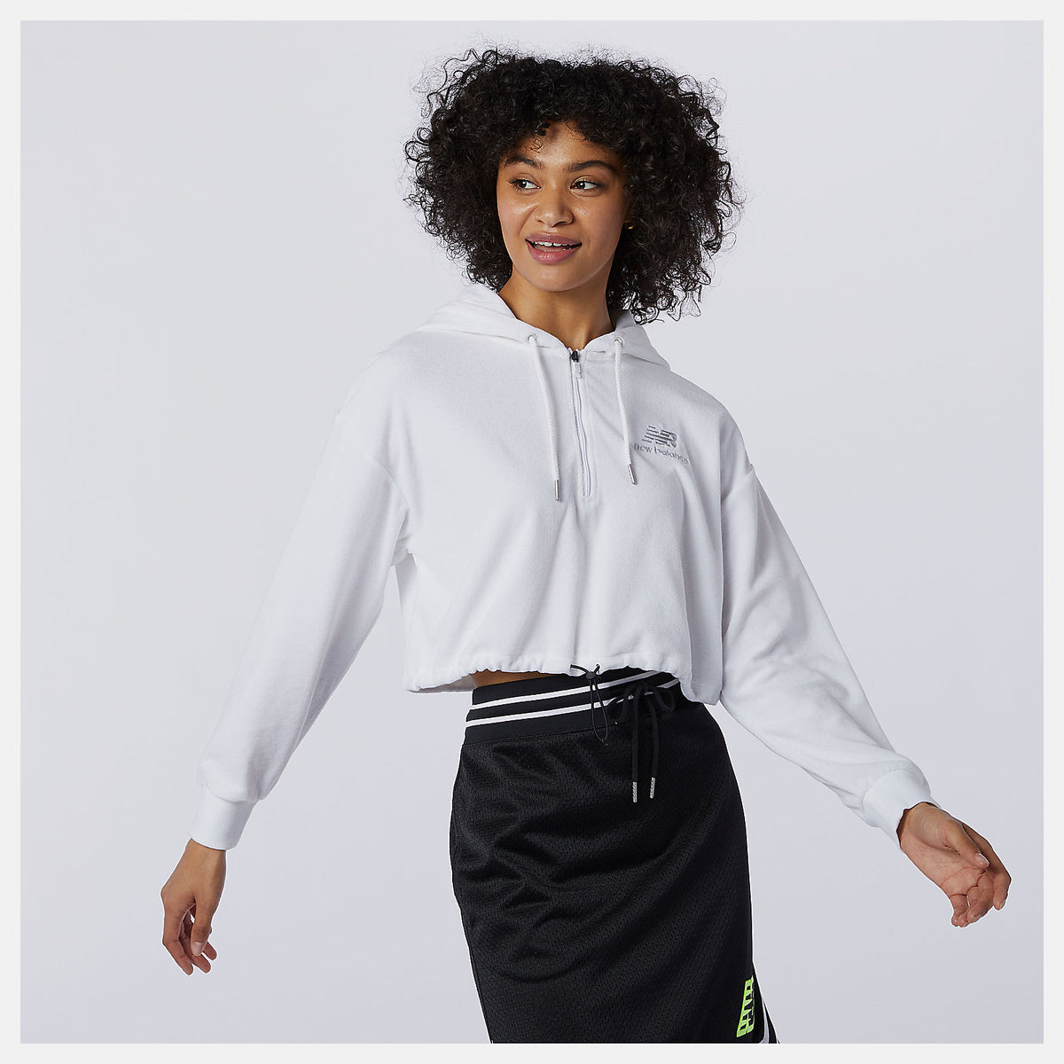 White NB Athletics Collide Terry Hoodie / New Balance Women